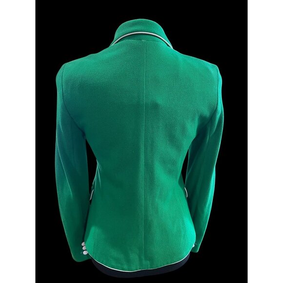 Gap Academy Blazer Womens 0 Green/White Piping Trim FALL ivy league preppy AMERI - Picture 5 of 8